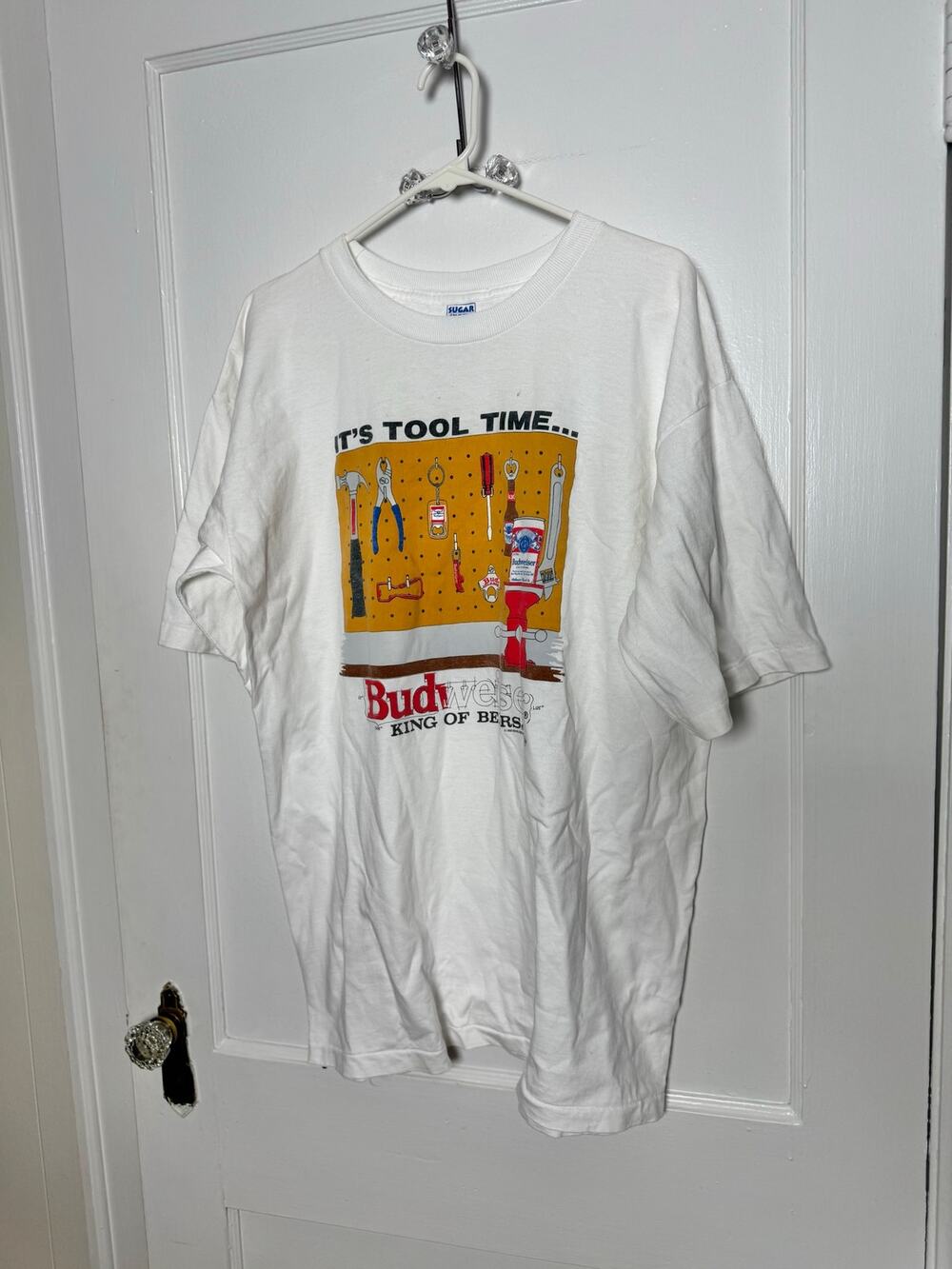 Vintage 1990 Budweiser T Shirt XL Made USA Tool Time Beer Graphic Dadcore